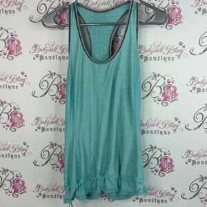 Lululemon tank top stripes racer back Teal Sleeveless Ruffle Hem Top ruffles